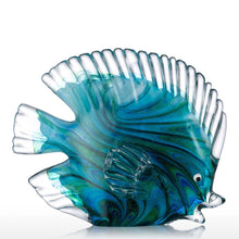Load image into Gallery viewer, Tooarts Blue Tropical Fish Glass Sculpture, Glass Fish Sculpture Modern Art,
