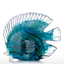 Load image into Gallery viewer, Tooarts Blue Tropical Fish Glass Sculpture, Glass Fish Sculpture Modern Art,

