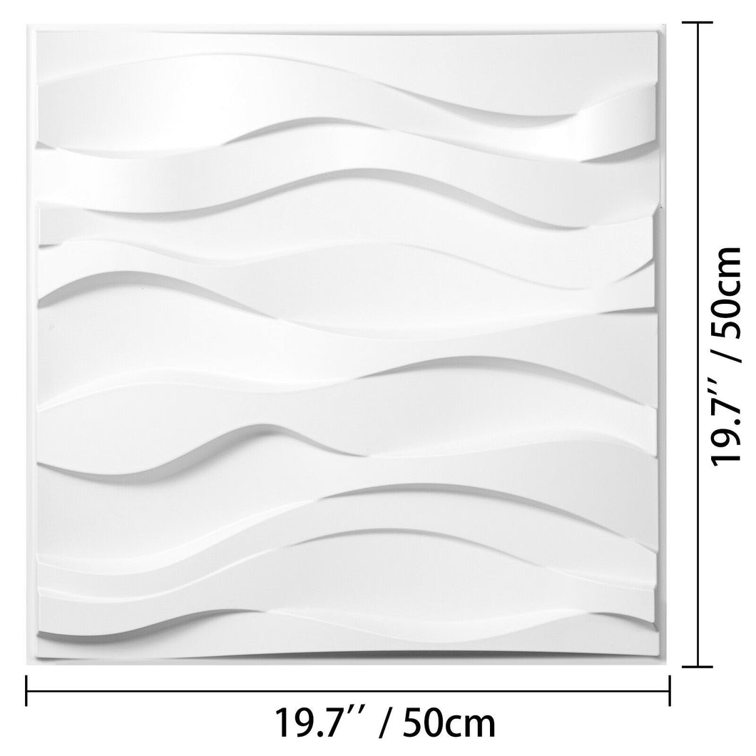 VEVOR 50x50cm 3D Wall Panel, 13pcs self-adhesive tile Waves, Water Resistant
