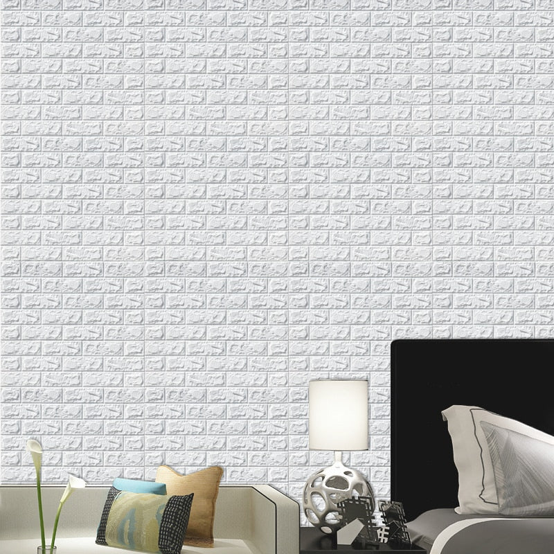 10pcs 3D Wall Sticker Imitation Brick, Waterproof Self Adhesive Wallpaper