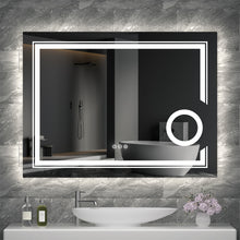 Load image into Gallery viewer, LED Lighted Smart Bathroom Mirror,3X Lighted Magnifier Wall Mounted White Light, Dimmable Anti-Fog
