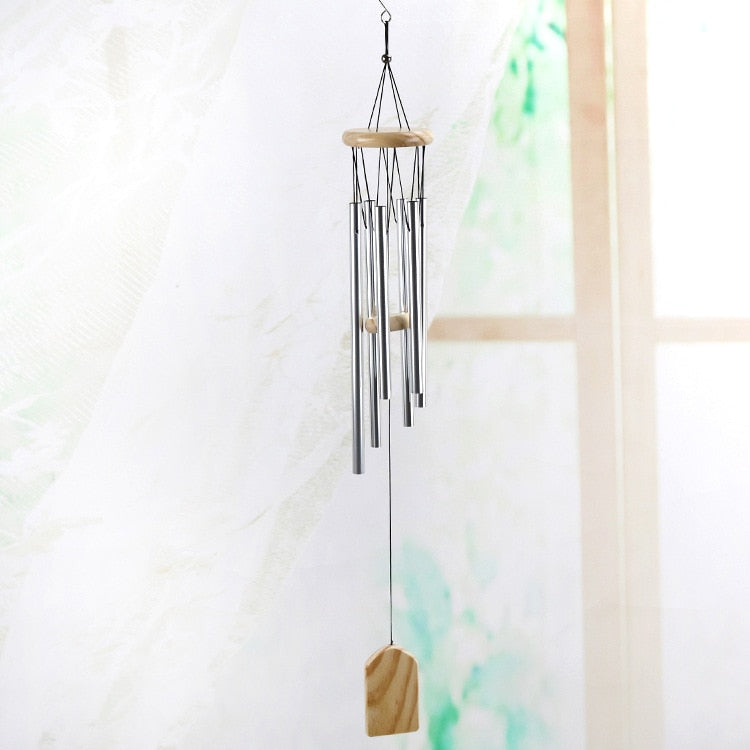 Silver 6 Tube Wind Chime, Chapel Bells Wind Chimes Door Wall Hanging Ornament