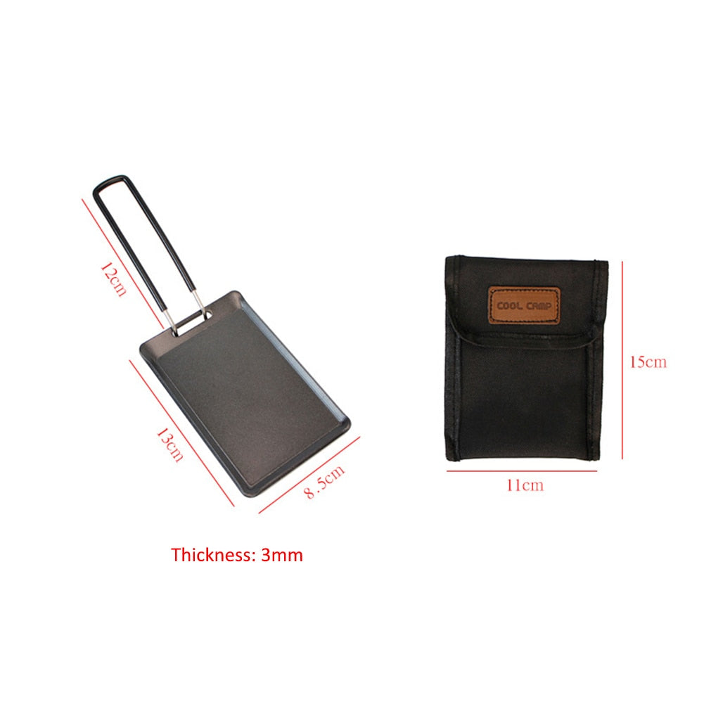 Portable BBQ Frying Plate, Foldable Outdoor Camping Cookware, Barbecue Nonstick Grill. Baking Pan