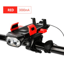 Load image into Gallery viewer, Multi-Function 4 in 1 Bicycle Light, Flashlight, Bike Horn, Alarm, Bell, Phone Holder, Front Light
