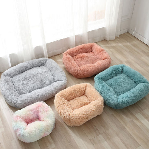 Plush Bed House, Warm Soft Square for Cats or small dogs Pet Cushion - outdoorgearandaccessories