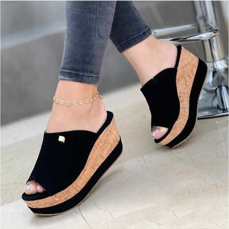 Peep Toe Wedges, Heeled Sandals, Platform Shoes, Casual  Slippers, Beach Shoes