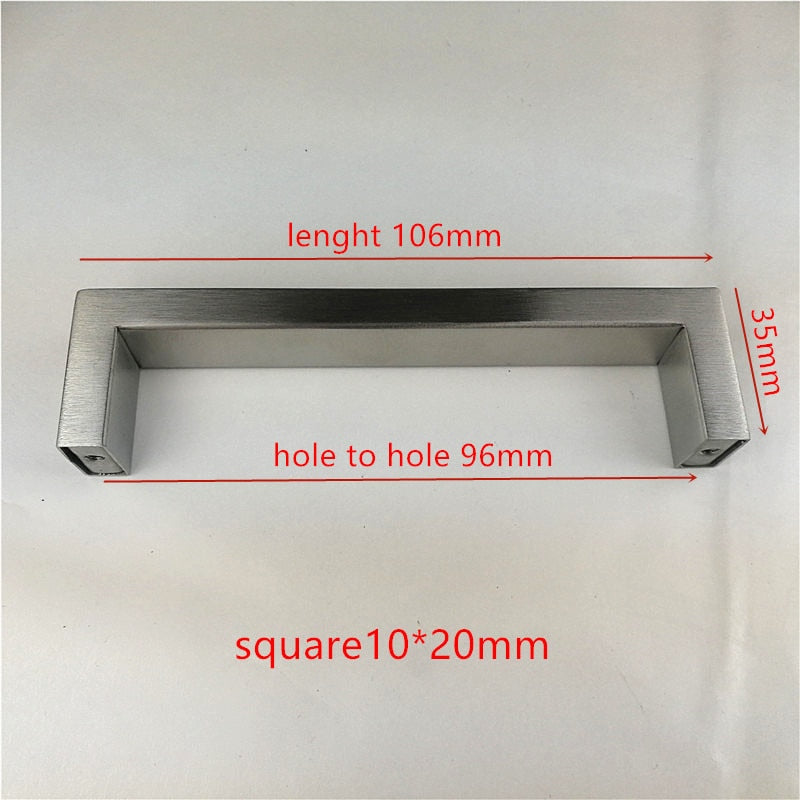 10*20mm Square Bar door handle, Stainless Steel Kitchen Door Cabinet Handle