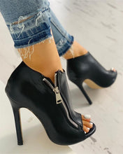 Load image into Gallery viewer, Sandals Shoes, Solid Zipper, Peep Toe Zip PU Leather Pumps, Summer, Party Sexy FeSandals Mujer
