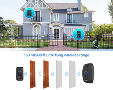 Load image into Gallery viewer, Outdoor Wireless Doorbell ,Waterproof Smart Door Bell Chime Kit, LED Flash Security Alarm - outdoorgearandaccessories
