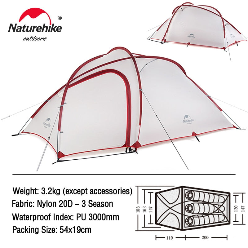 3 to 4 Person Family Travel Tent, Ultralight, Waterproof Hiking Tent - outdoorgearandaccessories