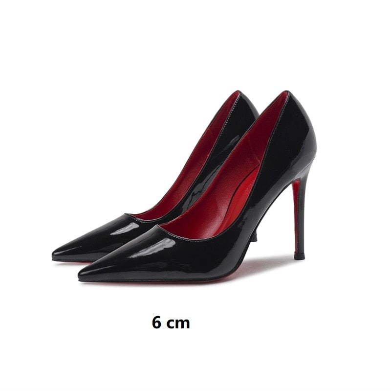 Luxury Shoes, Red Shiny Bottom Pumps, Large Size High Heel Shoes, Sexy Party Pointed Toe