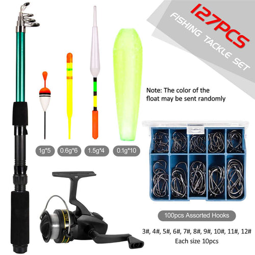 127Pcs Fishing Rod Kits with Spinning Reel, Baits, Lure Set - outdoorgearandaccessories