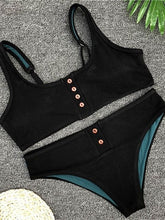 Load image into Gallery viewer, Sexy Sport Button Bikini, Ribbed Swimsuit, Two pieces bikini set

