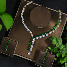 Load image into Gallery viewer, Luxury Zirconia Jewelry Set, High Quality Bridal Emerald Green Necklace and Earring Set.
