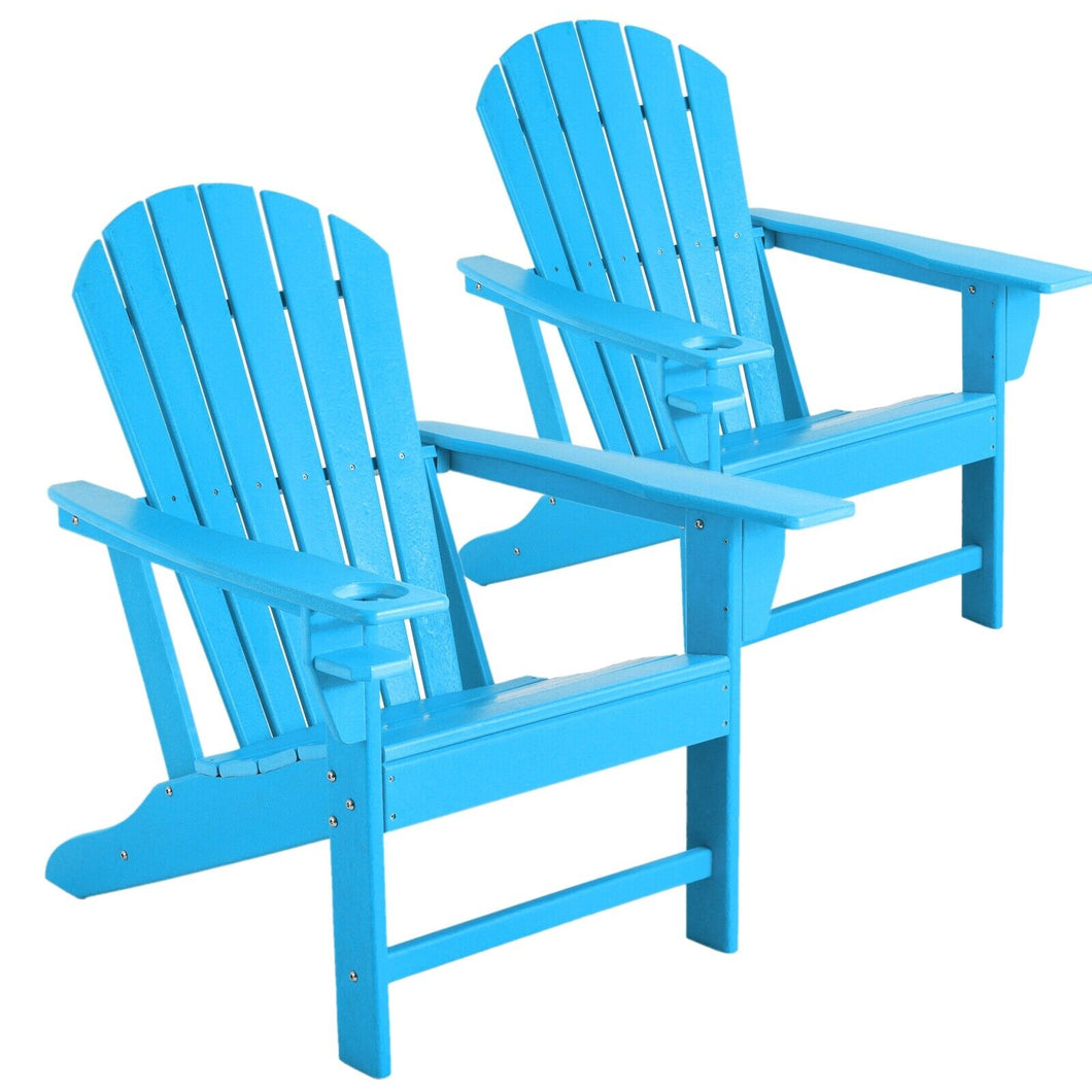 Adirondack Chair W/Cup Holder, Weather Resistant Outdoor Lounge chair