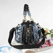 Load image into Gallery viewer, Small Washed Denim Weave Bag, Mini Women Jeans Tote Shoulder Bag
