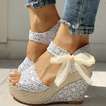 Load image into Gallery viewer, hot lace  Women Wedges heeled Shoes , Summer Sandals, Party Platform High Heels Shoes
