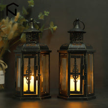 Load image into Gallery viewer, Vintage Nordic Candle Holder Lanterns, Candles Aesthetic Hanging Lantern Iron Lantern Black
