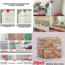 Load image into Gallery viewer, 20pcs 3D Wallpaper Brick Pattern Wall Stickers, Vinyl Decor Self Adhesive paper
