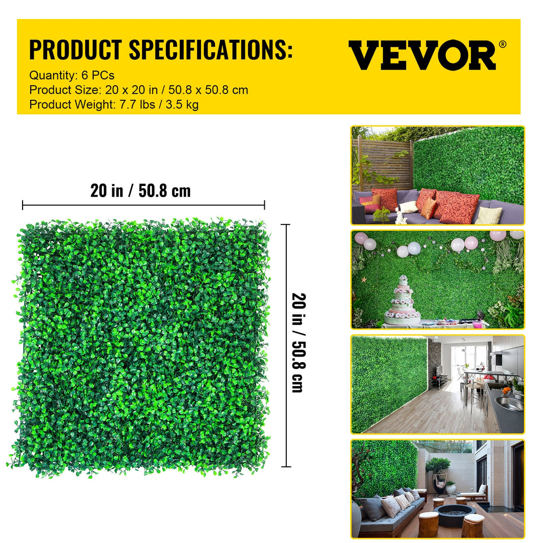 VEVOR 50x50 Artificial Plants Grass Wall Panel, Boxwood Hedge Backdrop,  Privacy Fence