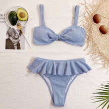 Load image into Gallery viewer, Floral Ruffled Hem Bikini Set, Women&#39;s Sweet Beachwear Bathing Suits
