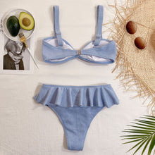 Load image into Gallery viewer, Floral Ruffled Hem Bikini Set, Women&#39;s Sweet Beachwear Bathing Suits
