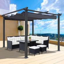 Load image into Gallery viewer, 10x9 Ft Outdoor Patio Retractable Pergola With Canopy Sun shelter Pergola ,Gray

