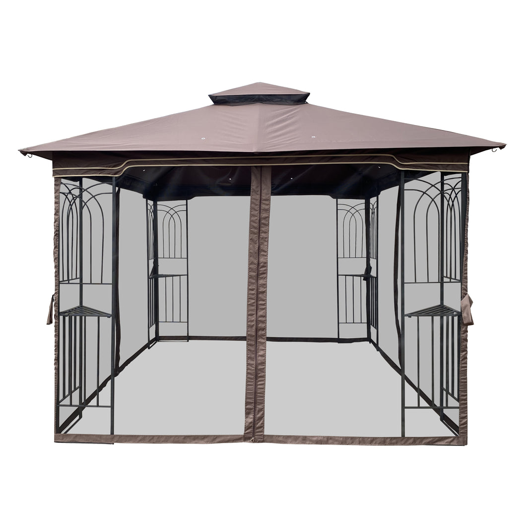 10x10 Outdoor Patio Gazebo Canopy Tent With Ventilated Roof & Mosquito Net(Detachable Mesh Screen