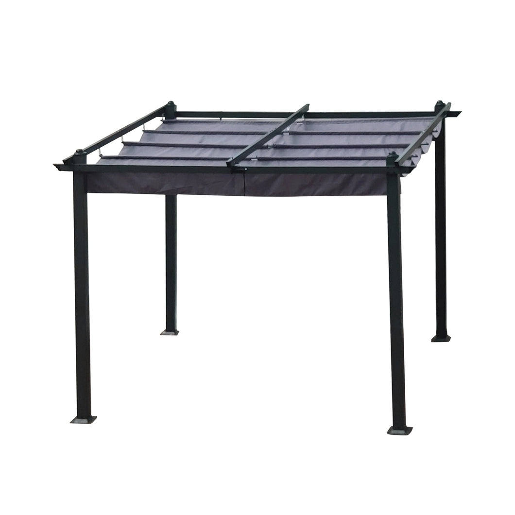 10x9 Ft Outdoor Patio Retractable Pergola With Canopy Sun shelter Pergola ,Gray